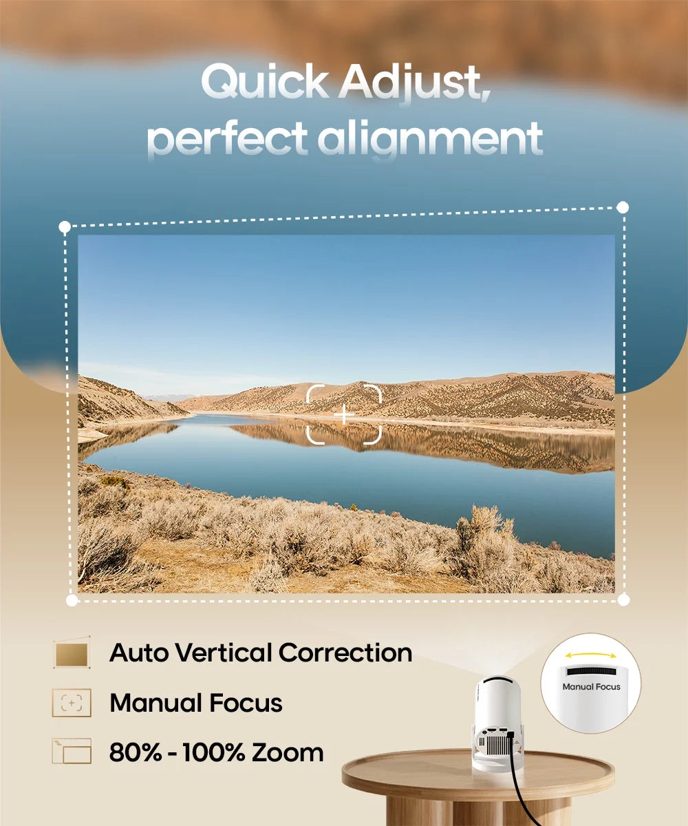 Experience Stunning 4K with the HY300 Pro Mini Projector - Portable, WiFi 6 & Bluetooth 5.4, Auto Keystone, 180° Rotatable for Ultimate Home Theater Enjoyment